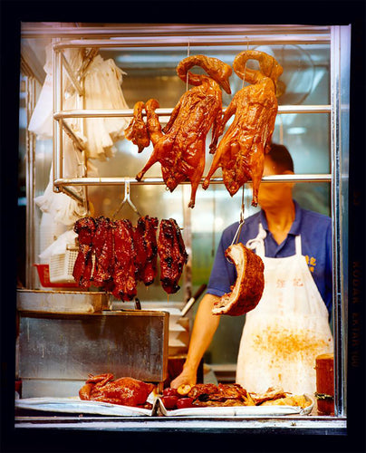 'Crispy Duck' photographed by Richard Heeps in Kowloon, Hong Kong. Despite Richard being a vegetarian, he's interested in capturing varying attitudes towards meat, and the way in which the industry is approached by different cultures and societies. Especially as this is something that is always changing. Because of this, these artworks become socially and historically important. 