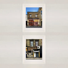 Load image into Gallery viewer, East London brick building architecture street photography by Richard Heeps framed in white.