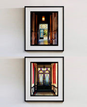 Load image into Gallery viewer, &#39;Foyer VII&#39; shows an Art Deco entrance hall in Milan, featuring stained glass panelling and marble flooring. This artwork is part of Richard Heeps&#39; series &#39;A Short History of Milan&#39;, which began in November 2018 for a special project featuring at the Affordable Art Fair Milan 2019, and the series is ongoing. There is a reoccurring linear, structural theme throughout the series, capturing the Milanese use of materials in design such as glass, metal, wood and stone.