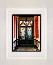 Load image into Gallery viewer, &#39;Foyer VII&#39; shows an Art Deco entrance hall in Milan, featuring stained glass panelling and marble flooring. This artwork is part of Richard Heeps&#39; series &#39;A Short History of Milan&#39;, which began in November 2018 for a special project featuring at the Affordable Art Fair Milan 2019, and the series is ongoing. There is a reoccurring linear, structural theme throughout the series, capturing the Milanese use of materials in design such as glass, metal, wood and stone.