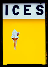 Load image into Gallery viewer, Photograph by Richard Heeps.  Yellow typography print of an ice cream on a yellow colour block with the Kodak film rebate.