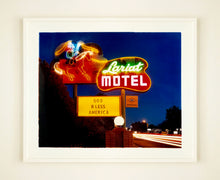 Load image into Gallery viewer, &#39;Lariat Motel II&#39; is a classic Richard Heeps Americana &#39;Sign Porn&#39; artwork. It was captured in its original site in Fallon, Nevada. The owners since sold the Lariat Motel and donated the 1950&#39;s sign with original neon tubing to the Churchill Arts Council. This photograph forms part of Richard Heeps&#39; &#39;Dream in Colour&#39; series.