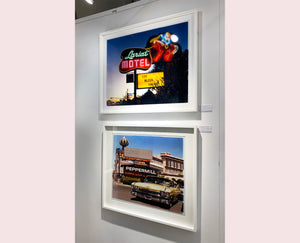 'The Silver State' was taken by Richard whilst at Viva Las Vegas 2001, where he was photographing for Classic American magazine. This photograph which shows a vintage car in front of a typical Las Vegas backdrop was chosen as the lead image for the magazine feature which focused on the iconic La Concha motel.