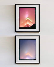 Load image into Gallery viewer, &#39;NOMAD III (Film Rebate)&#39;, New York. Richard Heeps has photographed the iconic Empire State building in the mist. The NOMAD sequence of photographs capture the art deco architecture illuminated by changing colours, and is part of Richard&#39;s street photography portfolio which depict the colour, fabric and structure of cities with distinct style. This 6x7 format edition is bordered by the Kodak film rebate.