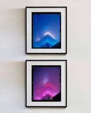 Load image into Gallery viewer, &#39;NOMAD II (Film Rebate)&#39;, New York. Richard Heeps has photographed the iconic Empire State building in the mist. The NOMAD sequence of photographs capture the art deco architecture illuminated by changing colours, and is part of Richard&#39;s street photography portfolio which depict the colour, fabric and structure of cities with distinct style. This 6x7 format edition is bordered by the Kodak film rebate. 