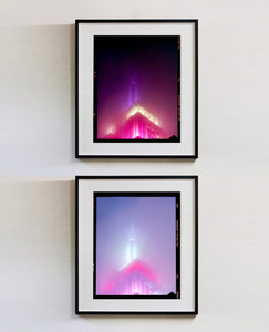 NOMAD I (Film Rebate), New York. Richard Heeps has photographed the iconic Empire State building in the mist. The NOMAD sequence of photographs capture the art deco architecture illuminated by changing colours, and is part of Richard's street photography portfolio which depict the colour, fabric and structure of cities with distinct style. This 6x7 format edition is bordered by the Kodak film rebate. 