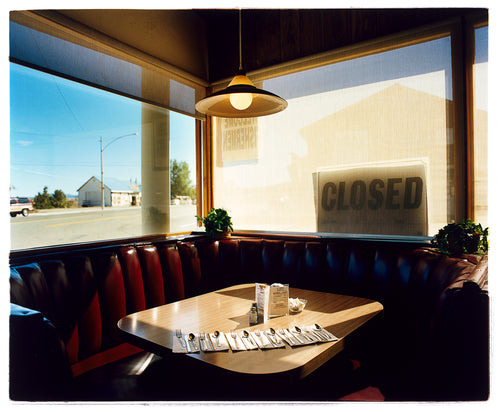 'Nicely's Cafe' taken in Mono Lake, California, is a cinematic and classic American Diner scene photographed by Richard Heeps for his 'Dream in Colour' series. 