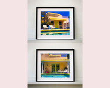 Load image into Gallery viewer, Palm Springs Poolside I, California, 2002, photography by Richard Heeps at Ballantines Movie Colony. This artwork captures the classic mid-century Palm Springs architecture set against saturated blue skies and the cool pool with accents of pink and almost neon yellow. 