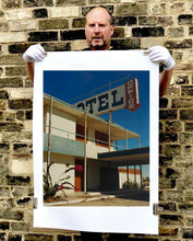 Load image into Gallery viewer, &#39;North Shore Motel Office II&#39; from Richard Heeps&#39; &#39;Salton Sea&#39; series. This artwork shows a deep blue sky over this Californian classic mid-century modern Americana Motel exterior. This photograph was captured by Richard Heeps in 2003 but only executed in his darkroom for the first time in Spring 2020.