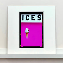 Load image into Gallery viewer, Mounted photograph by Richard Heeps. Pink typography print of an ice cream on pink colour blocking with the Kodak film rebate.