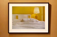 Load image into Gallery viewer, &#39;Room&#39; photographed by Richard Heeps at the mid-century Ballantines Move Colony in Palm Springs, California, shows a bright and bold yellow bedroom. This interior artwork is part of his &#39;Dream in Colour&#39; series. 