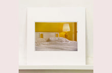 Load image into Gallery viewer, &#39;Room&#39; photographed by Richard Heeps at the mid-century Ballantines Move Colony in Palm Springs, California, shows a bright and bold yellow bedroom. This interior artwork is part of his &#39;Dream in Colour&#39; series. 