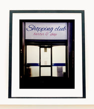 Load image into Gallery viewer, Shopping Club shows typography on a frosted glass window in Milan, Italy. 