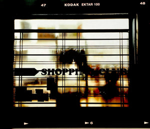 Shopping Club Window, part of 'A Short History of Milan' which began in November 2018 for a special project featuring at the Affordable Art Fair Milan 2019 and the series is ongoing. There is a reoccurring linear, structural theme throughout the series, capturing the Milanese use of materials in design such as glass, metal, wood and stone.