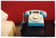 Load image into Gallery viewer, Part of Richard Heeps &#39;Dream in Colour&#39; Series, this cool Palm Springs interiors picture featuring a vintage telephone on a nightstand combines gorgeous colours and dreamy nostalgic mid-century vibes.