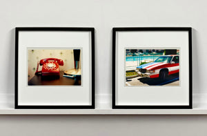 An American car parked up by the swimming pool outside the Algiers Hotel in Las Vegas. Photography by Richard Heeps, part of his 'Dream in Colour' series.