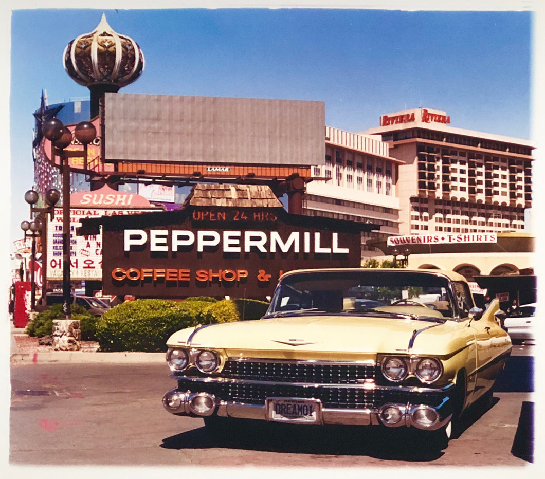 'The Silver State' was taken by Richard whilst at Viva Las Vegas 2001, where he was photographing for Classic American magazine. This photograph which shows a vintage car in front of a typical Las Vegas backdrop was chosen as the lead image for the magazine feature which focused on the iconic La Concha motel.