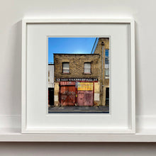 Load image into Gallery viewer, East London brick building architecture street photography by Richard Heeps framed in white.