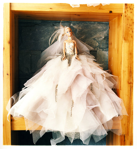 Barbie doll in a wedding dress on a shelf in China