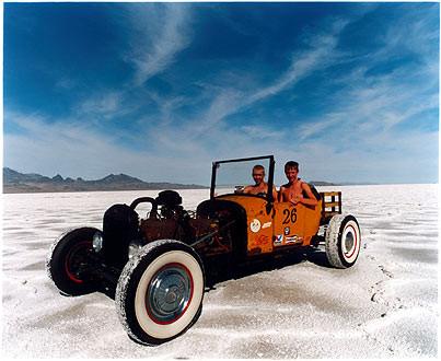 Otto & RJ in Otto's Model T III, Bonneville, Utah 2003